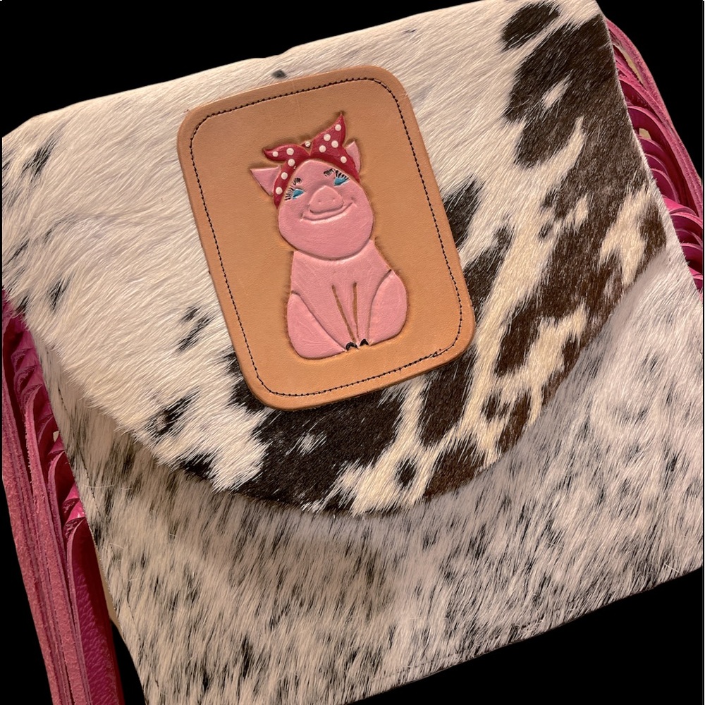 NWOT Cowhide Crossbody w/ Pig